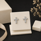 His Light Crystal Cross Studs