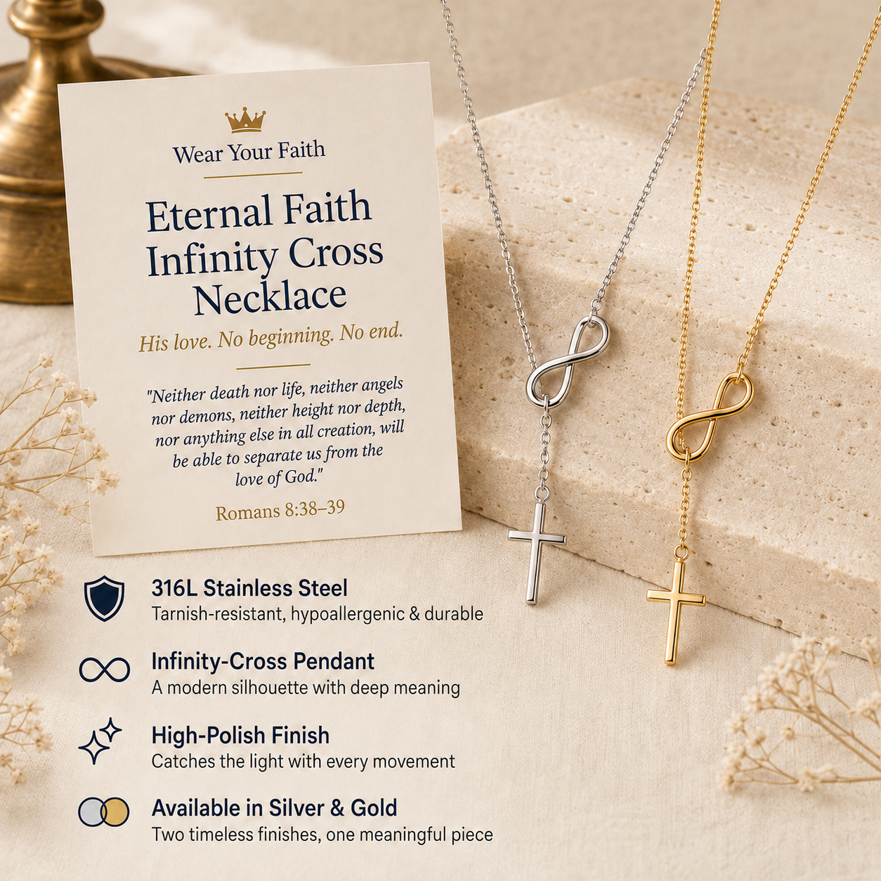 Eternal Faith Infinity Cross Necklace