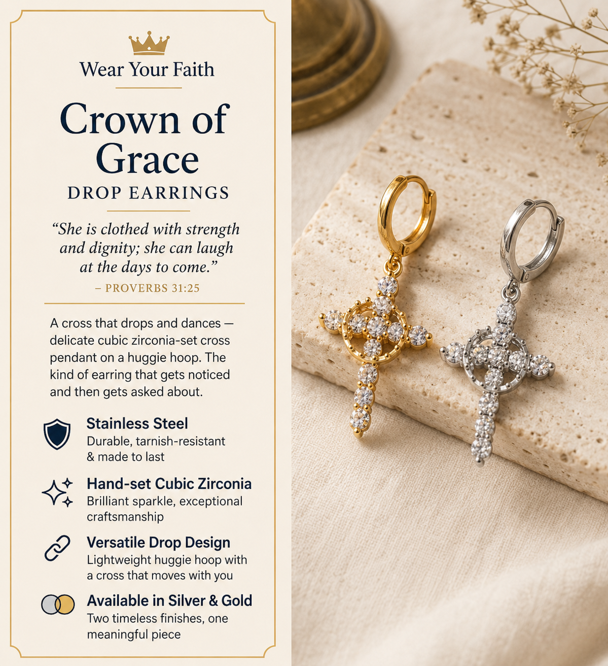 Crown of Grace Drop Earrings