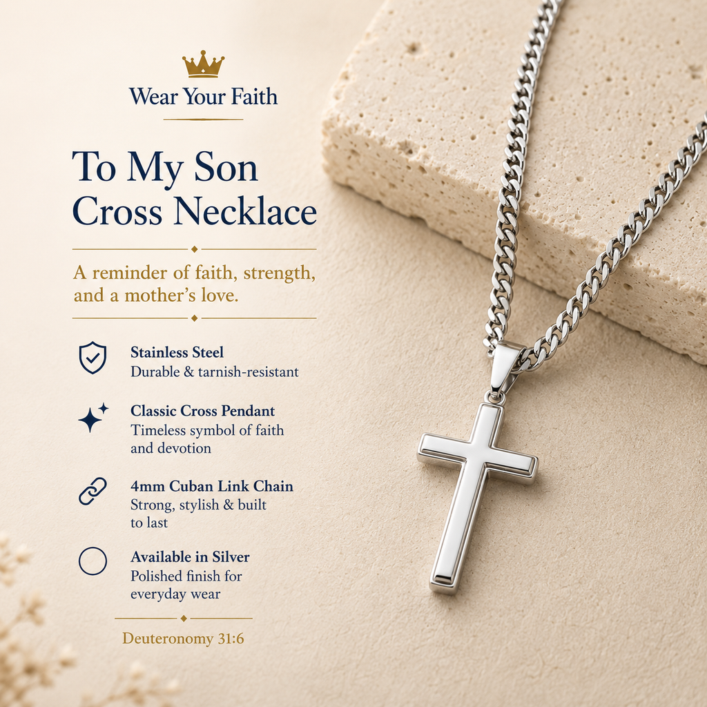 To My Son — Cross Cuban Necklace