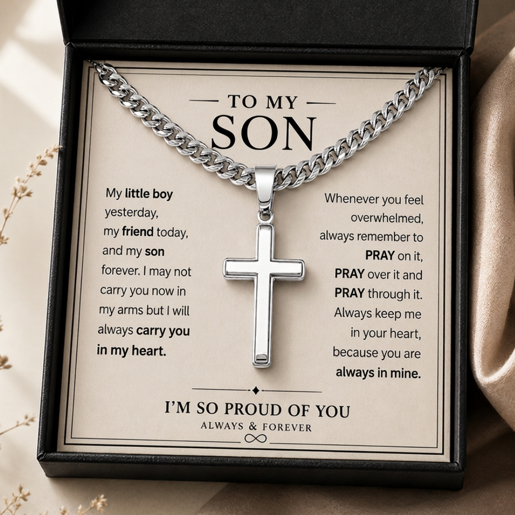 To My Son — Cross Cuban Necklace
