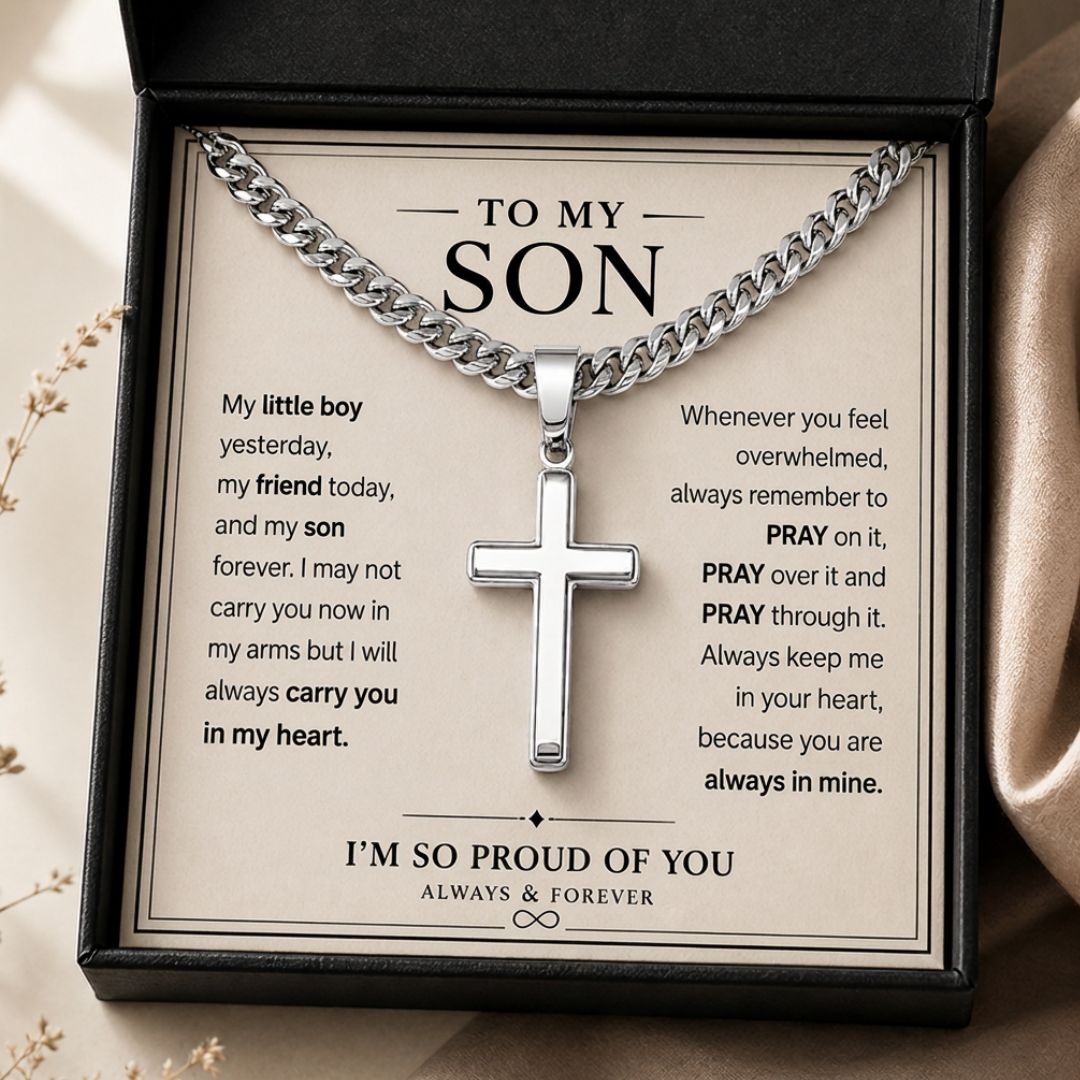 To My Son — Cross Cuban Necklace