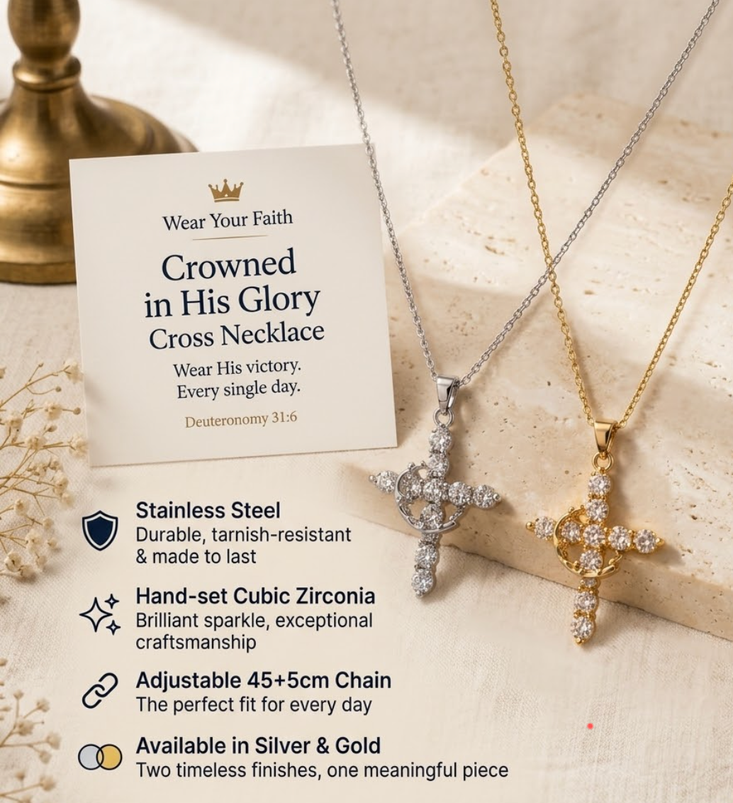 Crowned in His Glory Cross Necklace