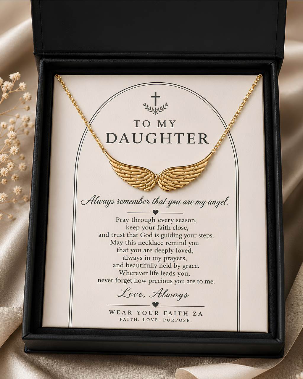 To My Daughter — Angel Wings Necklace