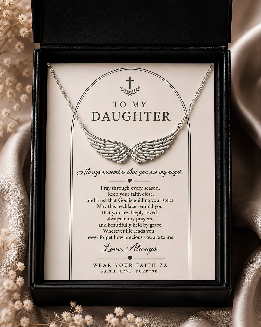 To My Daughter — Angel Wings Necklace