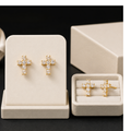 His Light Crystal Cross Studs